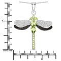 1.98 Ct Green Peridot Prong Sterling Silver Dragonfly Pendant Cable Chain Necklace by Fine Color Jewels
