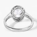 1.98 Ct Oval Lab Diamond Platinum Prong Halo Bridal Cathedral Ring with Pave Band by Fine Color Jewels