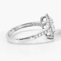 1.98 Ct Oval Lab Diamond Platinum Prong Halo Bridal Cathedral Ring with Pave Band by Fine Color Jewels