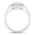 1.98 Ct Oval Lab Diamond Platinum Prong Halo Bridal Cathedral Ring with Pave Band by Fine Color Jewels