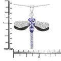 1.99 Ct Violet Tanzanite Prong Silver Dragonfly Pendant Cable Chain Necklace by Fine Color Jewels