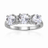 Round White Topaz Prong Sterling Silver Three Stone Ring