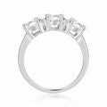 Round White Topaz Prong Sterling Silver Three Stone Ring by Fine Color Jewels