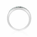 0.75 Ct Round Green Emerald Prong Silver Dual Eternity Ring by Fine Color Jewels