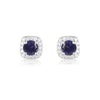 Small Sapphire Halo Stud Earrings