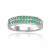 0.75 Ct Round Green Emerald Prong Silver Dual Eternity Ring