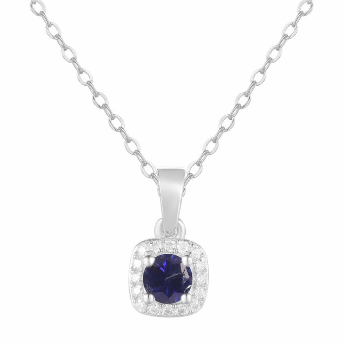 Sapphire Halo Necklace by Fine Color Jewels
