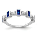 1 Ct Blue Princess-Cut Sapphire Diamond Channel 14k White Gold Fancy Ring by Fine Color Jewels