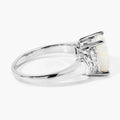 1 Ct Cushion White Ethiopian Opal Lab Diamond Prong Silver Bridge Ring by Fine Color Jewels