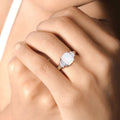 1 Ct Cushion White Ethiopian Opal Lab Diamond Prong Silver Bridge Ring by Fine Color Jewels