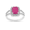 1 Ct Octagon Pink Ruby Prong Silver Split Band Halo Ring by Fine Color Jewels