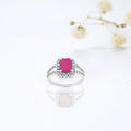 1 Ct Octagon Pink Ruby Prong Silver Split Band Halo Ring by Fine Color Jewels