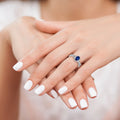 1 Ct Oval Blue Sapphire & Diamond Prong 10K Gold Halo Criss Cross Ring by Fine Color Jewels