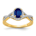1 Ct Oval Blue Sapphire & Diamond Prong 10K Gold Halo Criss Cross Ring by Fine Color Jewels