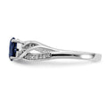 1 Ct Oval Blue Sapphire & Diamond Prong 14K White Gold Solitaire Bypass Ring by Fine Color Jewels