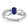 1 Ct Oval Blue Sapphire & Diamond Prong 14K White Gold Solitaire Bypass Ring