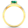 1 Ct Oval Green Zambian Emerald Diamond Prong 14K Gold Crossover Ring by Fine Color Jewels