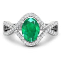 1 Ct Oval Green Zambian Emerald Diamond Prong 14K Gold Crossover Ring by Fine Color Jewels