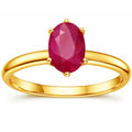 1 Ct Oval Red Ruby 22k Gold Vermeil Solitaire 6 Prong Shank Band Ring by Fine Color Jewels