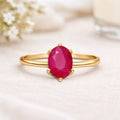 1 Ct Oval Red Ruby 22k Gold Vermeil Solitaire 6 Prong Shank Band Ring by Fine Color Jewels