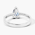 1 Ct Pear London Blue Topaz Lab Diamond V-Prong Silver Pave Bridge Ring by Fine Color Jewels