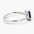 1 Ct Pear London Blue Topaz Lab Diamond V-Prong Silver Pave Bridge Ring by Fine Color Jewels