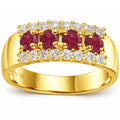 1 Ct Round Red Ruby 22k Gold Vermeil Three-Row Prong Eternity Band Ring by Fine Color Jewels