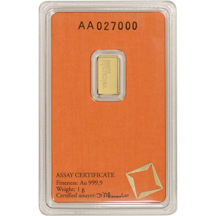 1 Gram Gold Bar - Valcambi Suisse - 999.9 Fine in Sealed Assay by DailySale