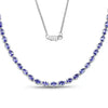 10.00 Ct Oval Purple Tanzanite Prong Silver Eternity Necklace