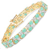 10.08 Ct Oval Green Emerald & Diamond Prong Yellow Gold Plated Silver Two Row X-Link Crossover Bracelet