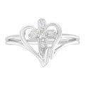 10K White Gold Diamond-Accented Cross & Open Heart Promise Fashion Ring (H-I Color, I1-I2 Clarity) - Size 7 by Bids.com