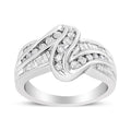 10K White Gold Ring 3/4 Cttw Round and Baguette-Cut Diamond Bypass Ring (H-I Color, I2-I3 Clarity) - Size 6 by Bids.com