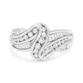 10K White Gold Ring 3/4 Cttw Round and Baguette-Cut Diamond Bypass Ring (H-I Color, I2-I3 Clarity) - Size 6 by Bids.com