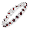 10.50 Ct Heart Red Garnet Prong Sterling Silver Tennis Bracelet by Fine Color Jewels