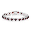 10.50 Ct Heart Red Garnet Prong Sterling Silver Tennis Bracelet by Fine Color Jewels