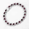 10.50 Ct Heart Red Garnet Prong Sterling Silver Tennis Bracelet by Fine Color Jewels