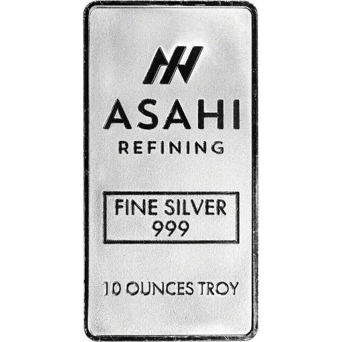 10 oz. Silver Bar - Asahi Refining - .999 Fine Silver in Sealed Protective Plastic by DailySale