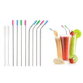 10-Pack: Stainless Steel Extra Wide Drinking Straws with Colored Silicone Tops by DailySale