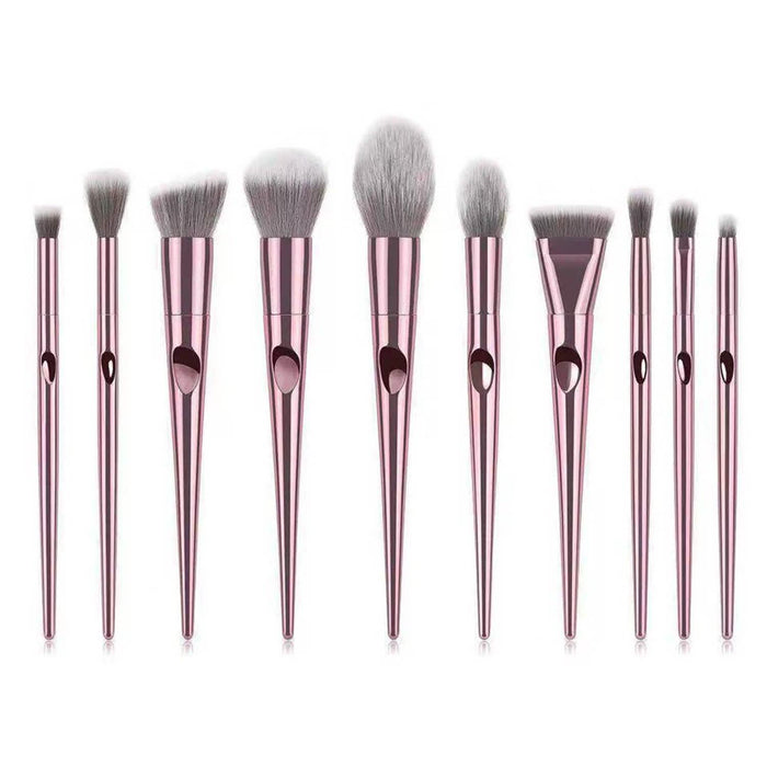 10-Piece: Metallic Premium Cosmetic Makeup Brushes Set by DailySale