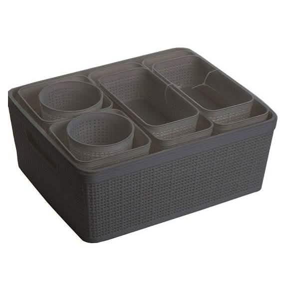 10-Piece: Plastic Woven Storage Basket Set-Nested by DailySale
