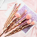 10-Piece: Unicorn Makeup Brush Rose Gold Diamond Handle Set by DailySale