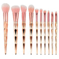 10-Piece: Unicorn Makeup Brush Rose Gold Diamond Handle Set by DailySale