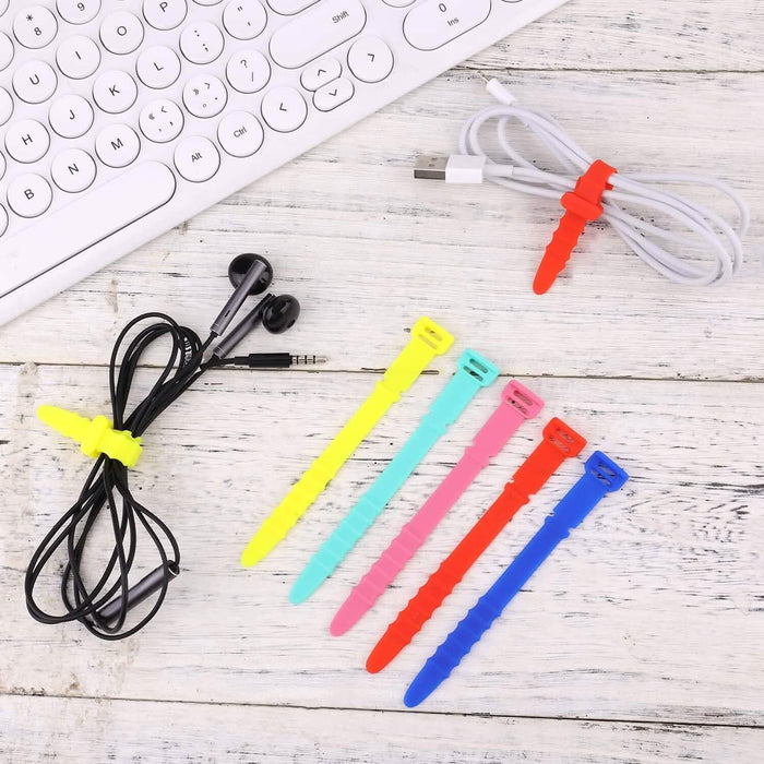 10-Pieces: 4.5 Inch Reusable Wire Ties Cord Organizer Straps Elastic Silicone Cord Organizer by DailySale