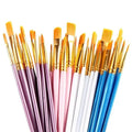 10-Pieces: Artist Paintbrush Nylon Round Pointed Flat Head Set by DailySale