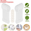 10-Pieces: Kids Safety Locks with 5 Furniture Corner Protectors by DailySale