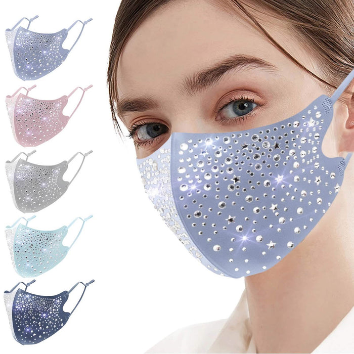 10-Pieces: Women's Face Mask Golden Metal Diamond Water Crystal Color by DailySale