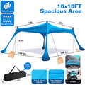 10 x 10 ft Sun Shelter Family Beach Tent Outdoor Shade UPF50+ with Sandbag by DailySale