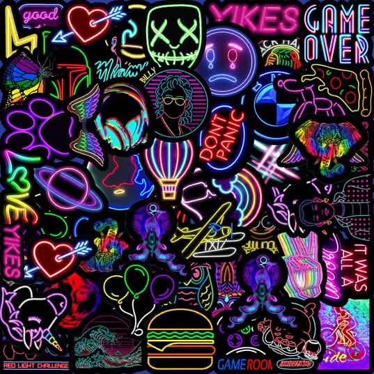 100-Piece: Cartoon Neon Light Graffiti Stickers by DailySale