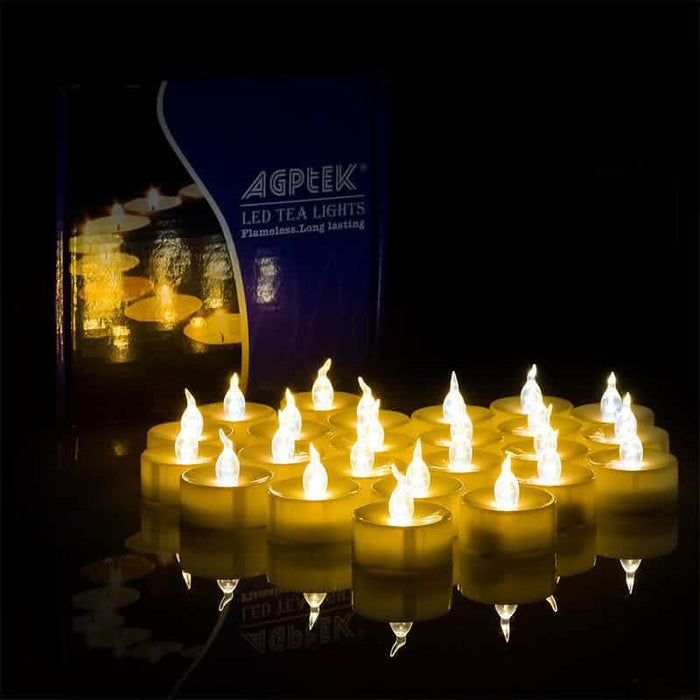 100-Pieces: Amber Yellow LED Tealight Flameless Flickering Candles by DailySale