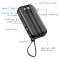 10000mAh Portable Charger with US Plug 3 Inbuilt Cables by DailySale